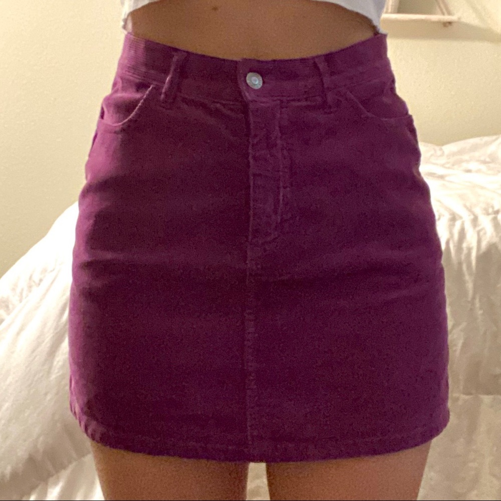 medium purple curduroy pencil skirt